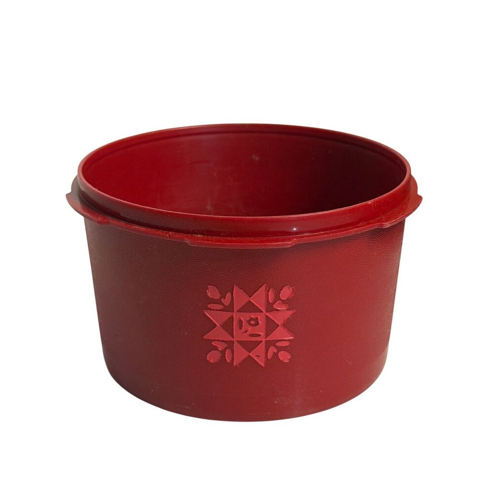 VTG 1980 Red Tupperware Servalier Nesting Canister 1298-13 No-Lid USA Made Retro